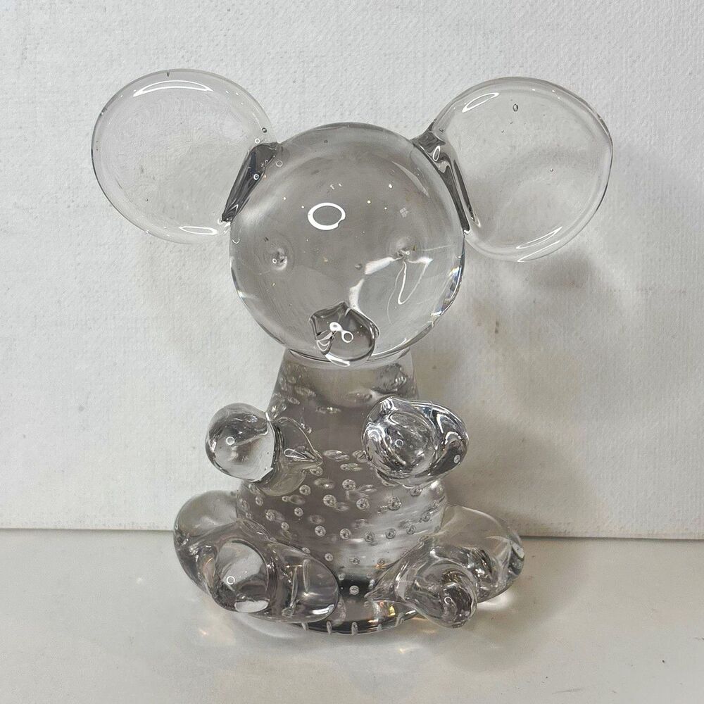 Clear Glass Mouse/ Koala Figurine Bubbles Pattern Decorative Animal paperweight